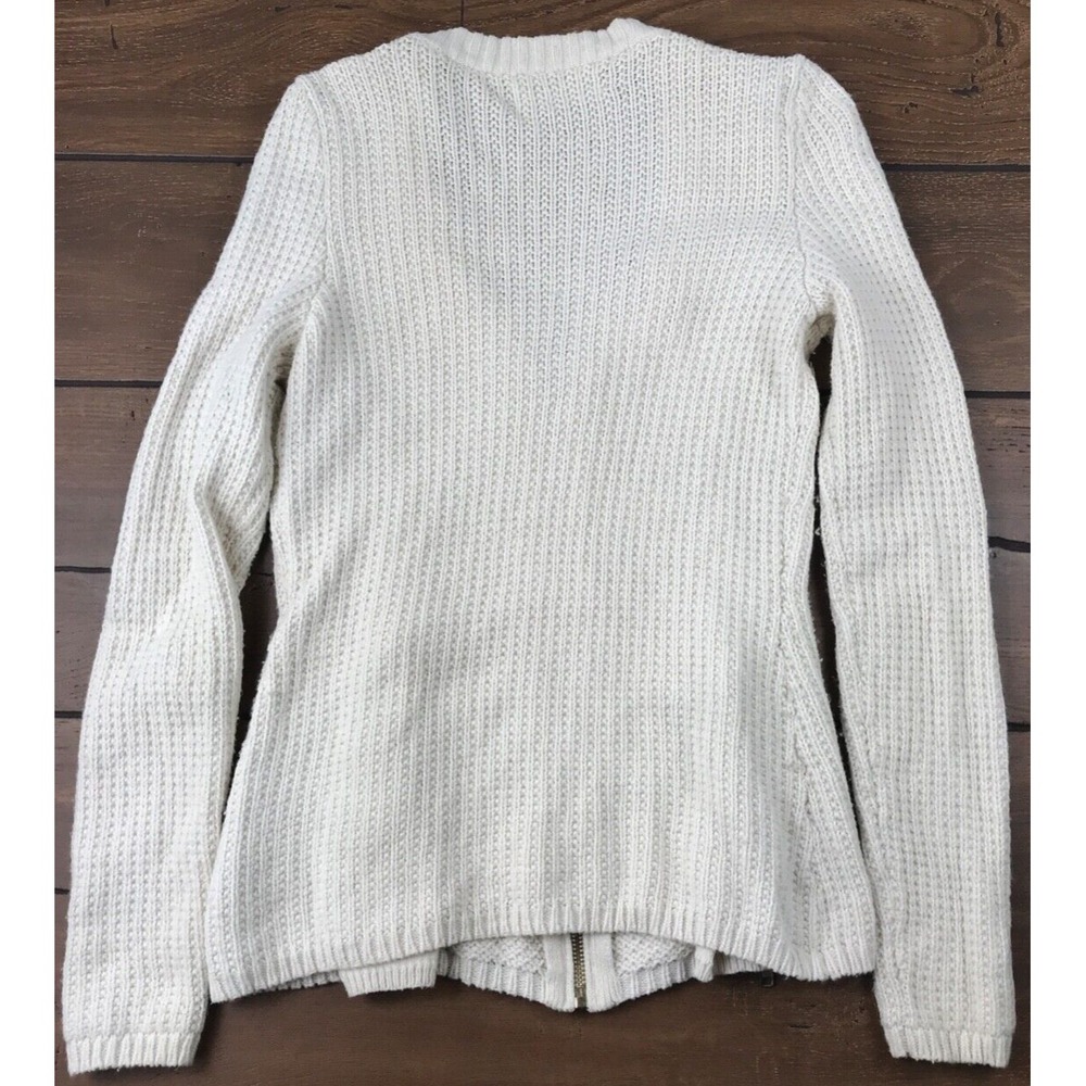 Anthropologie Charlie & Robin Sweater Womens Medium White Full Zip Wool Blend